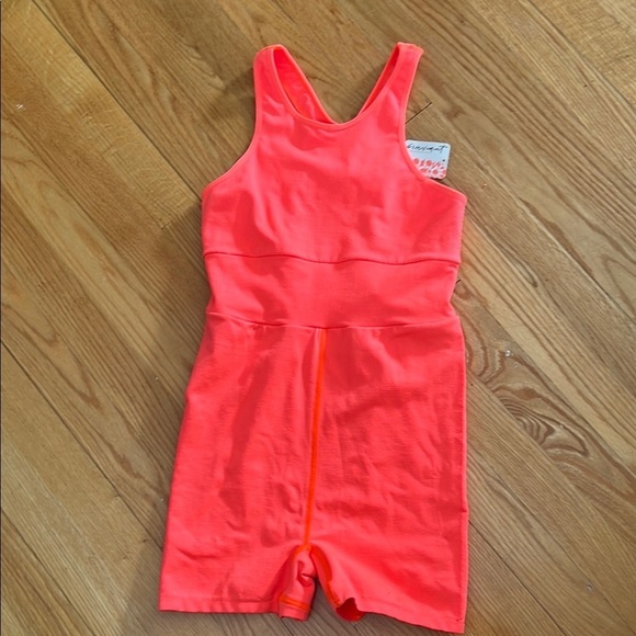 Free People Pants - Free People Neon Coral Sleeveless Jumpsuit Romper